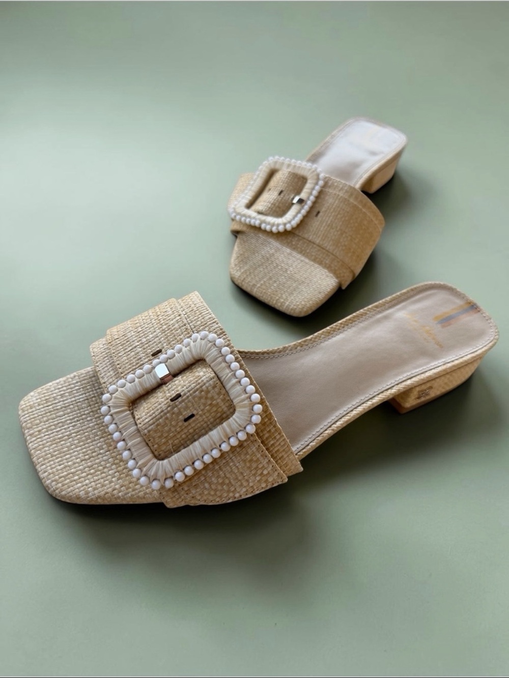 Sam Edelman Raffia Deacon Buckle Slide Sandals - Size 8.5 - Picture 2 of 14